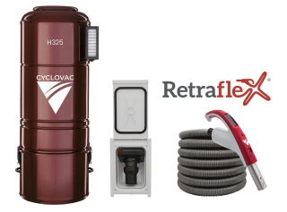 Central vacuum 325 - Hybrid with 1 Retraflex retractable hose inlet including attachments and the installation kit - Without hose cover