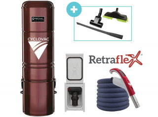 Central vacuum Special Edition 2025 hybrid with 1 Retraflex retractable hose inlet including attachments and the installation kit - Softtouch hose 