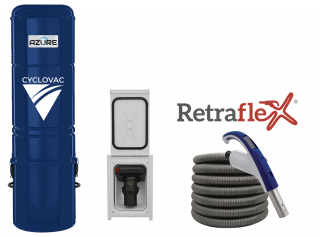 Central vacuum Azure - with 1 Retraflex retractable hose inlet including attachments and the installation kit