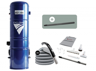 Central vacuum Azure - hybrid with Attachment kit 35 ft + Bonus Flexible crevice tool 24 in