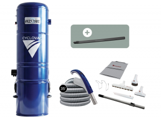 Central vacuum Azure - hybrid with Attachment kit 35 ft + Bonus Flexible crevice tool 24 in