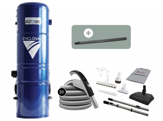Central vacuum Azure - Azure with Electric attachment kit 35 ft + Bonus Flexible crevice tool 24 in