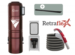 Central vacuum Quartz Exclusive hybrid with 1 Retraflex retractable hose inlet including attachments and the installation kit 