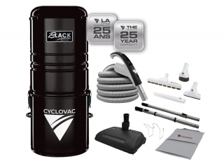 Black Friday - Central Vacuum 125 Black Edition with bag including electric attachment kit 110/24V Super Luxe - hose 35' (10.67 m) - Electric powerhead