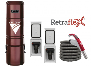Aspirateur central Special Edition 2025 hybride avec 2 prises de Boyau rétractable Retraflex comprenant les accessoires et l'ensemble d'installation - Boyau SpeedyFlex