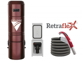 Central vacuum Special Edition 2025 hybrid with 1 Retraflex retractable hose inlet including attachments and the installation kit