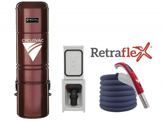 Aspirateur central Special Edition 2025 hybride avec 1 prise de Boyau rétractable Retraflex comprenant les accessoires et l'ensemble d'installation - Boyau Softtouch
