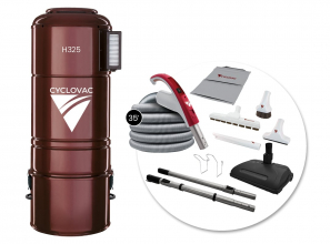 Aspirateur central 325 - Hybride avec ensemble d'accessoires électriques 110/24V Super Luxe - Boyau 35 pi. (10,67 m)