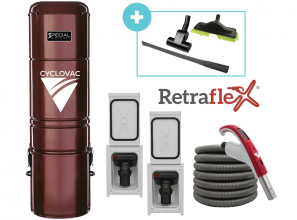 Central vacuum Special Edition 2025 hybrid with 2 Retraflex retractable hose inlet including attachments and the installation kit - SpeedyFlex hose