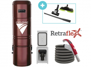 Central vacuum Special Edition 2025 hybrid with 1 Retraflex retractable hose inlet including attachments and the installation kit