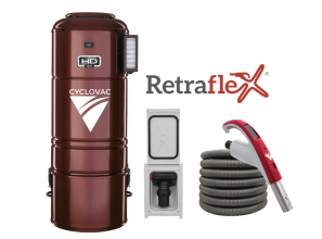 Central vacuum HD925 hybrid with 1 Retraflex retractable hose inlet including attachments and the installation kit - Softtouch hose