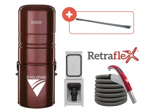 Aspirateur central 525 - Avec sac - Ensemble d'accessoires Retraflex avec 1 prise et boyau SpeedyFlex