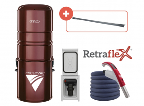 Aspirateur central 525 - Avec sac - Ensemble d'accessoires Retraflex avec 1 prise et boyau SoftTouch