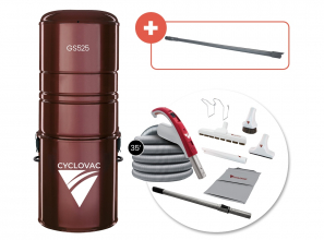 Aspirateur central 525 - Avec sac - Ensemble d'accessoires marche/arrêt 24V