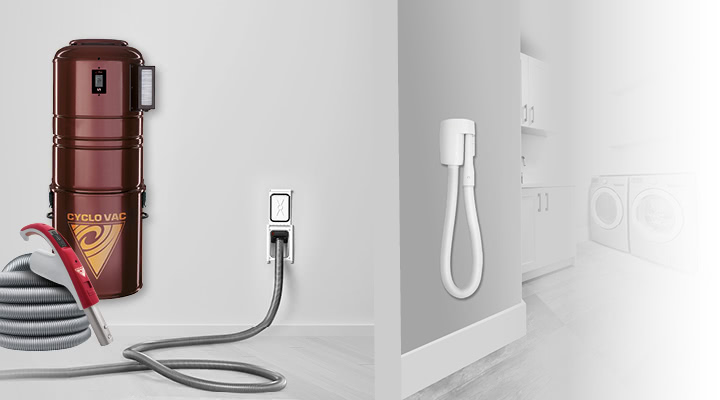 Central vacuum, Retractable hose Retraflex and WallyFlex